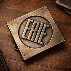 Vintage ERIE Railroad Belt Buckle, Lewis Buckles Chicago, NOS Train memorabilia